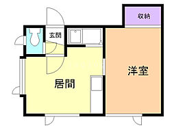 キャッスルカシワギ 1DKの間取図画像