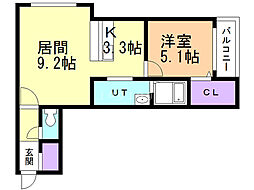 フレバンス 1LDKの間取図画像