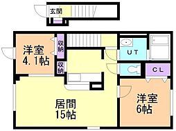 クレイトンハウス光陽 2LDKの間取図画像