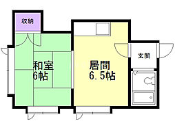 ハイツリバーサイドA 1DKの間取図画像