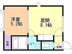 マル松マンションMS-C 1LDKの間取図画像
