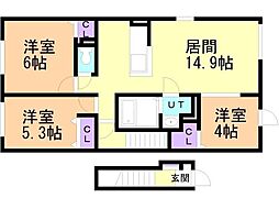 クレイトンハウス新橋I 3LDKの間取図画像
