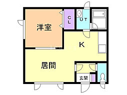 メゾンパルフェイム 1LDKの間取図画像