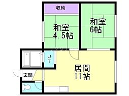 樋田マンション 2LDKの間取図画像