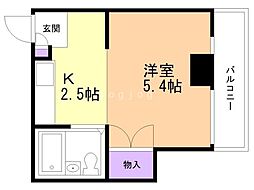 マリントピアクシロ 1Kの間取図画像