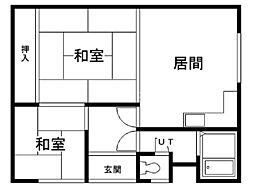 晃ハイツB 2LDKの間取図画像