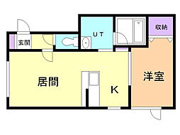 シャトレット西青山 1LDKの間取図画像