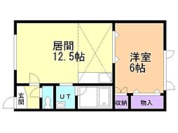 アーバンエステート芦野 1LDKの間取図画像