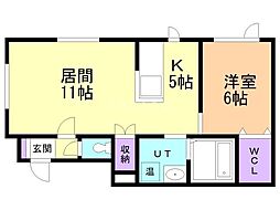 Shell 1LDKの間取図画像