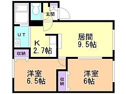 コーポブレーメンC館 2LDKの間取図画像