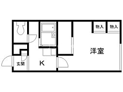 レオパレス若松町 1Kの間取図画像