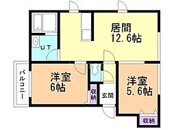 LaTourBella 2LDKの間取図画像