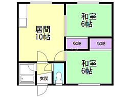 昭和マンション 2LDKの間取図画像