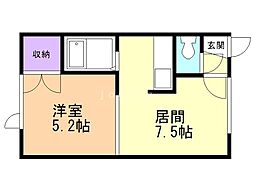 ルミエール 1DKの間取図画像