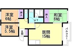 パシフィックマンションりんこう2 3LDKの間取図画像