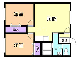 エーコー桜ケ岡 2LDKの間取図画像