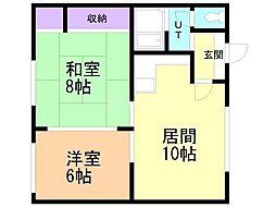 サニーハイツ 2LDKの間取図画像