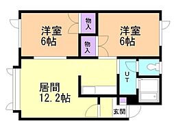 グレーヒルズC 2LDKの間取図画像