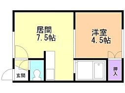 ハイムきもと 1DKの間取図画像