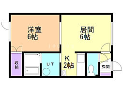 クリア釧路星が浦 1DKの間取図画像