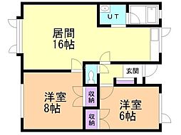 ハイツハピネス1 2LDKの間取図画像