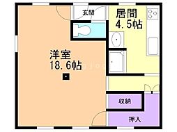 ハイツ天楽 1DKの間取図画像