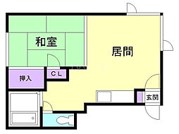クインハイツ102 1LDKの間取図画像