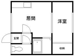 Zサークル 1DKの間取図画像