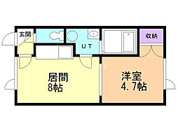 フェリス 1DKの間取図画像