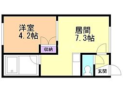 藤の木ハイツ 1DKの間取図画像