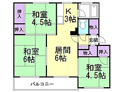 若草401マンション 3DKの間取図画像