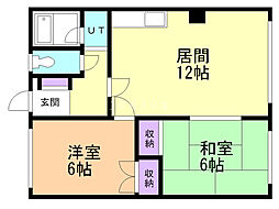 ふじさわハイツ 2LDKの間取図画像