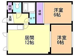 北幸ハイツ 2LDKの間取図画像