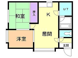 林マンション 2LDKの間取図画像