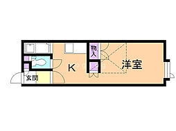 バレンタインハウスウエスト 1Kの間取図画像