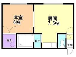 金盛マンション 1DKの間取図画像