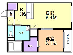 フレバンス 1LDKの間取図画像