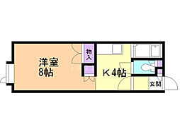 バレンタインハウスウエスト 1Kの間取図画像