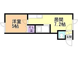 ハウスオブユース 1DKの間取図画像