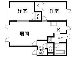 ハイム霧 2LDKの間取図画像