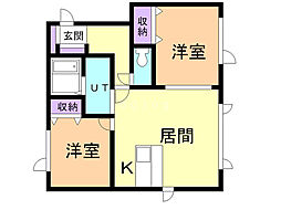 カーサ・ビバーチェ 2LDKの間取図画像