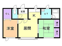 ルネッサンス柏木B 2LDKの間取図画像