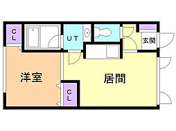 ウェルカムサトウ6 1DKの間取図画像