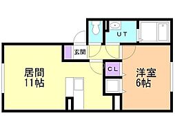 プレシャスコートA 1LDKの間取図画像