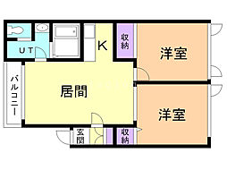 メゾンYH 2LDKの間取図画像