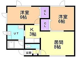 フラットUファイブ 2LDKの間取図画像