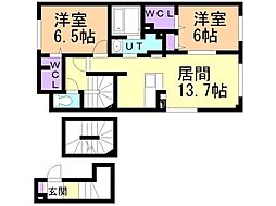 クレイトンパーク鶴ケ岱 2LDKの間取図画像