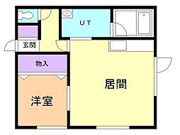 クリスタル2 1DKの間取図画像