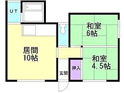 杉本マンション 2LDKの間取図画像