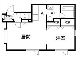 ビラ文苑7号館 1LDKの間取図画像